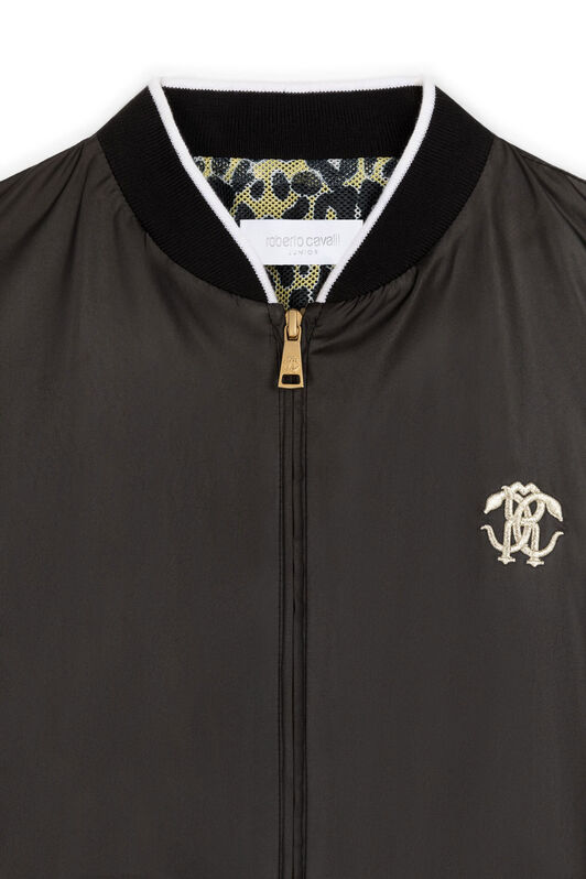 JU RC Monogram-Embroidered Bomber Jacket BLACK KJT400-SB081