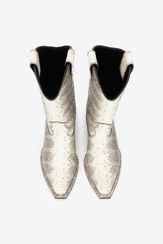 RC Printed Leather Texan Boots Black/White UKS021-PZ587