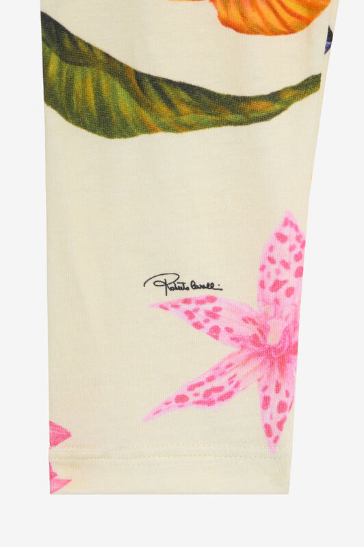 JU Yellow Leggings with Tropical and Jaguar Skin Print YELLOW VJT203-JFP32