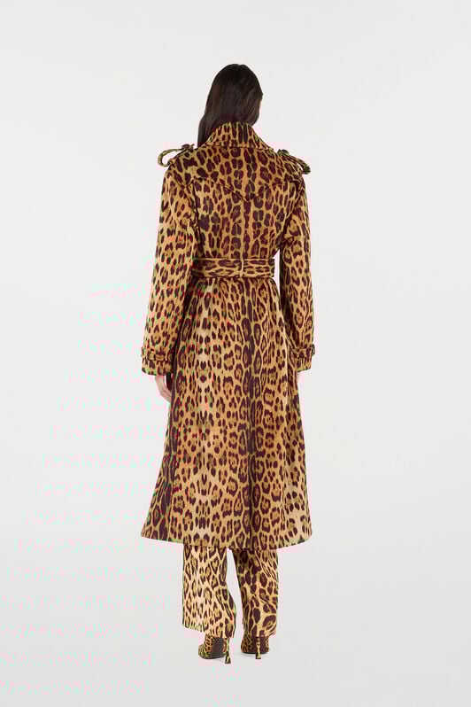 RC Long Trench Coat with Jaguar Skin Print Braun VKT503-HEP73