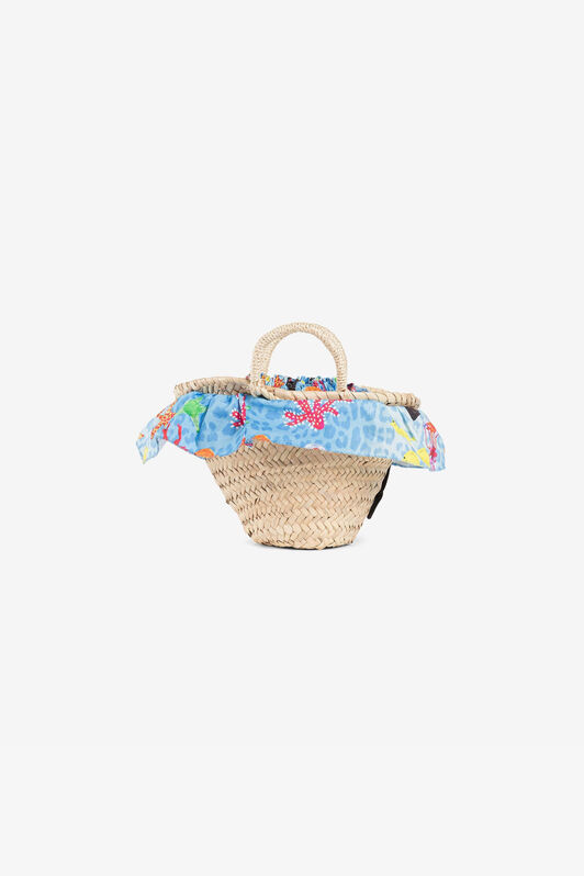 JU Embroidered-logo straw bag Light brown QJB019-AB013