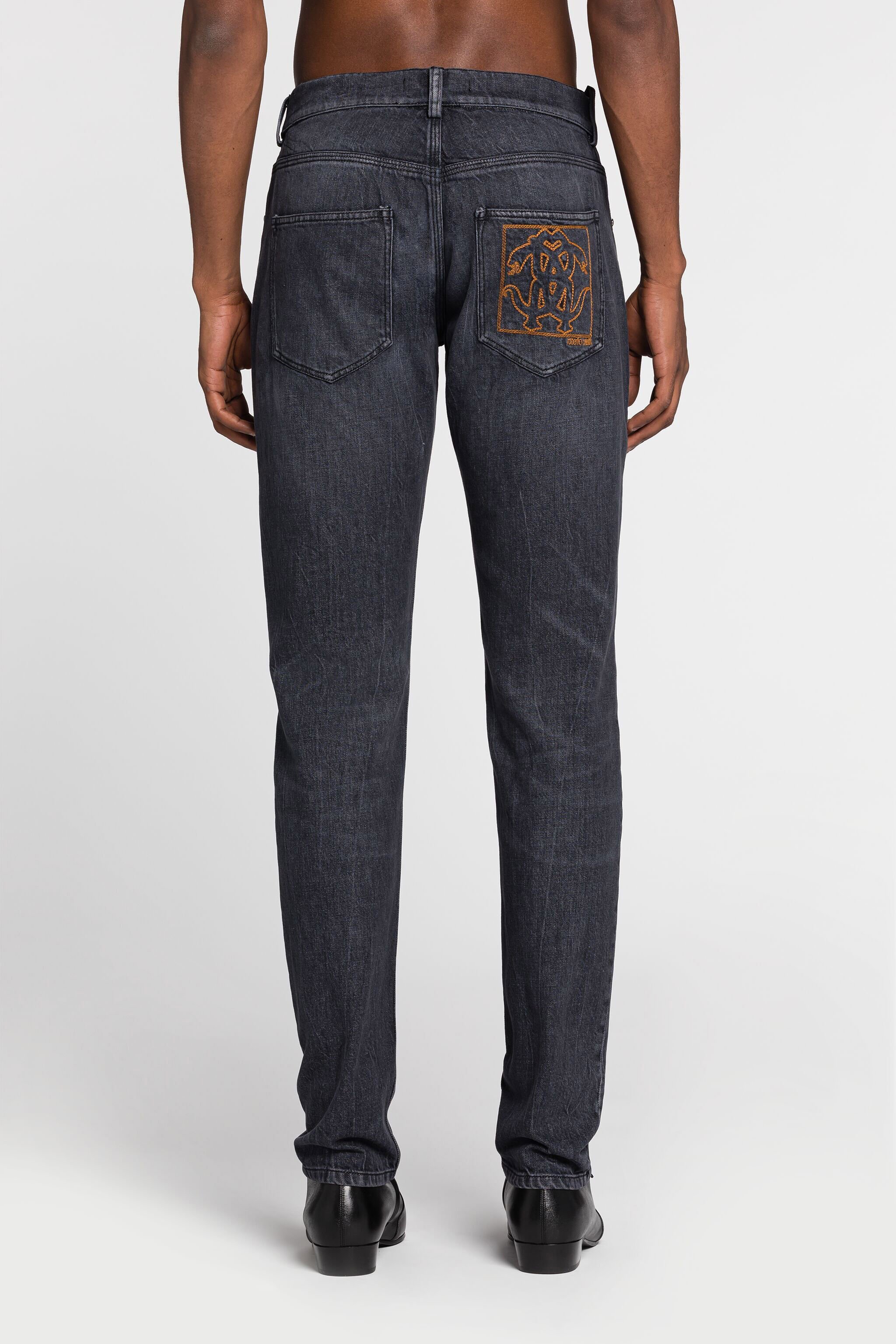 RC Jean slim à motif Mirror Snake brodé Noir RRJ251-DS003