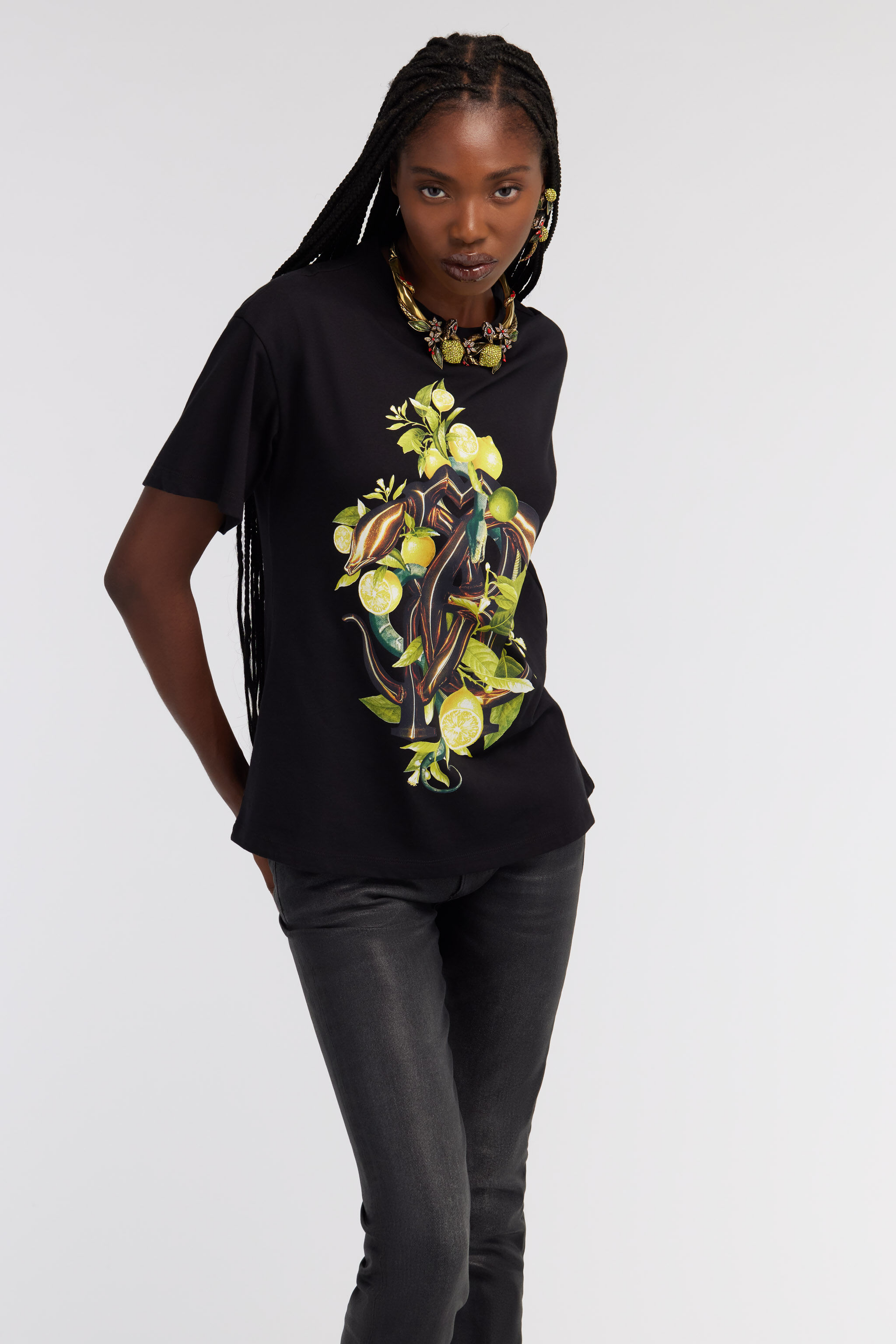 RC T-shirt con stampa Limoni e Snake Nero SKT61C-JD062