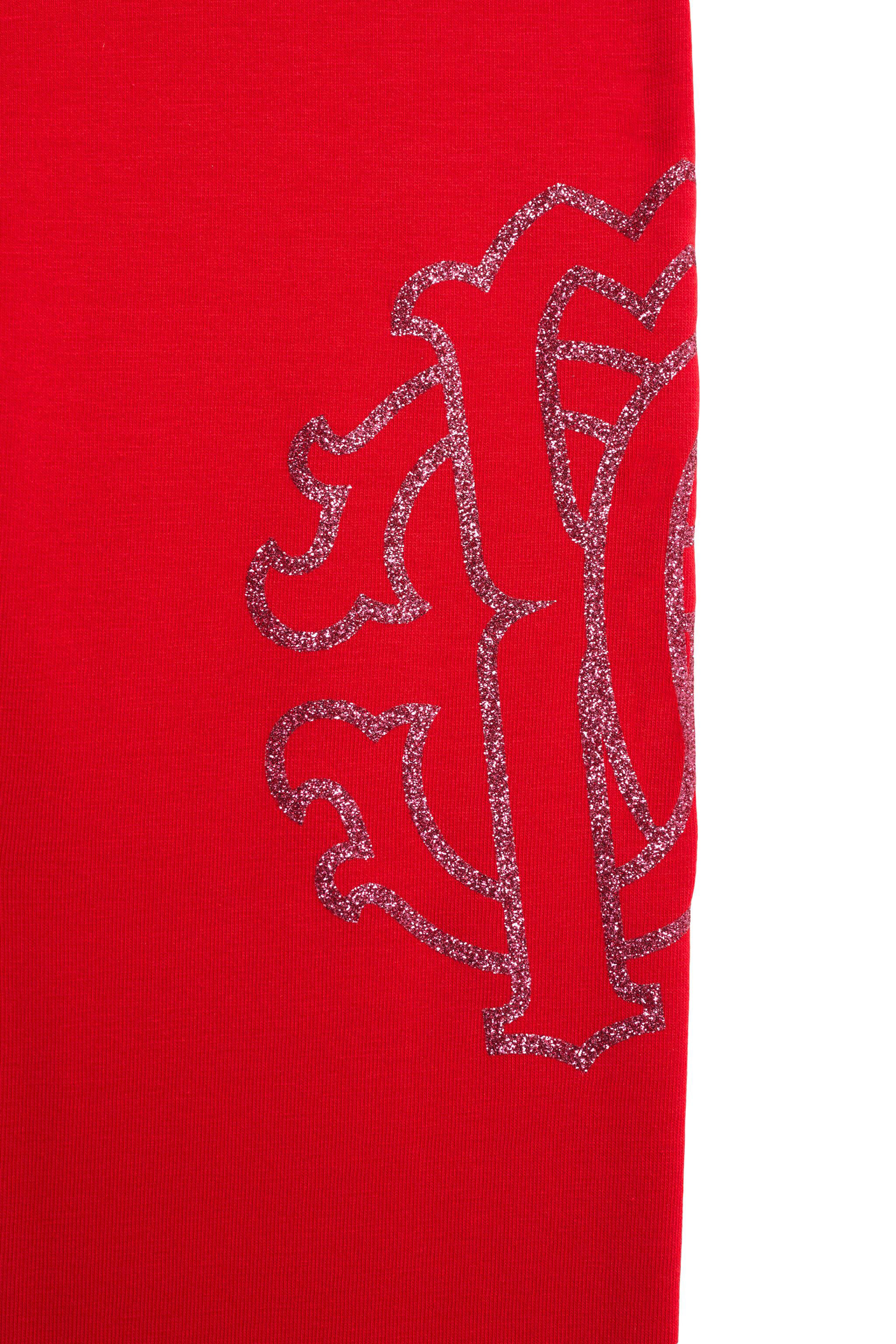 JU Rote Leggings mit Glitzer-Logo RED JJT216-JV025