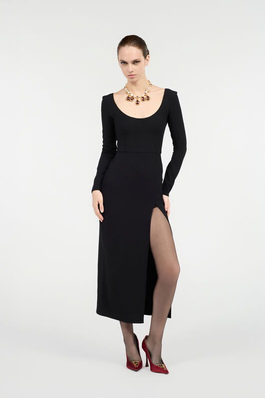 RC Black Midi Dress with Slit Schwarz VWT163-WP010