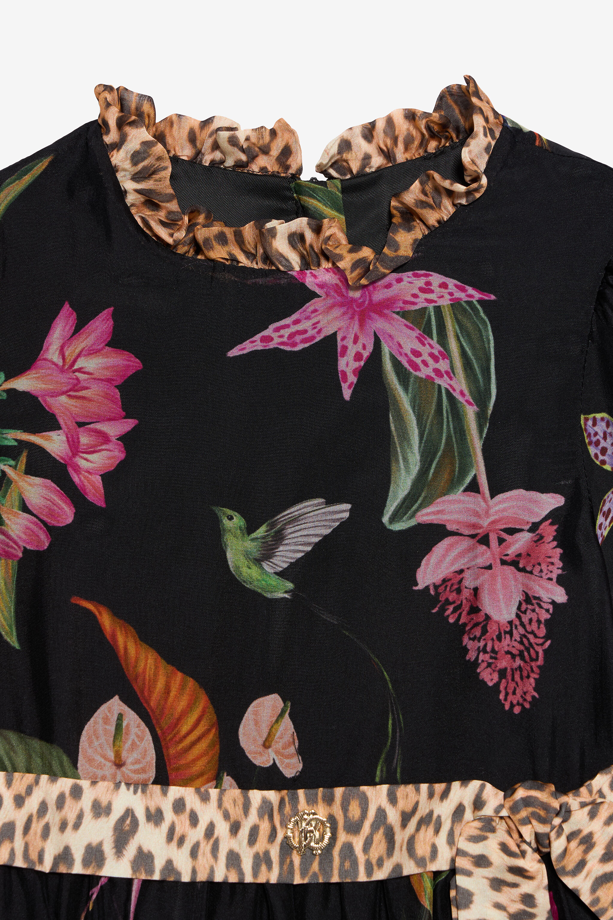 JU Abito In Misto Seta Con Stampa Tropicale BLACK VJT10P-2NP32