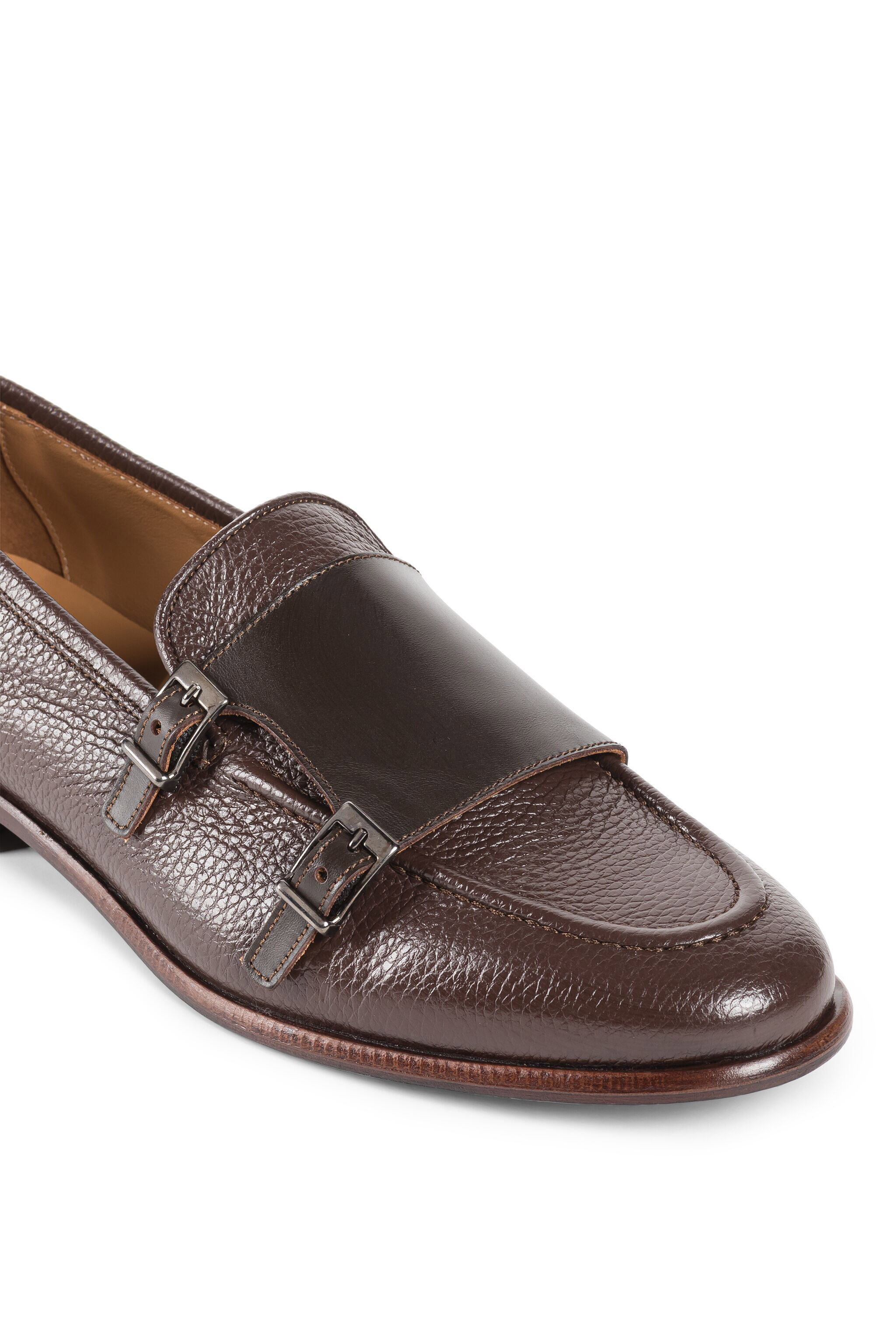 RC Buckled Leather Loafers Brown KOS00L-PNO03