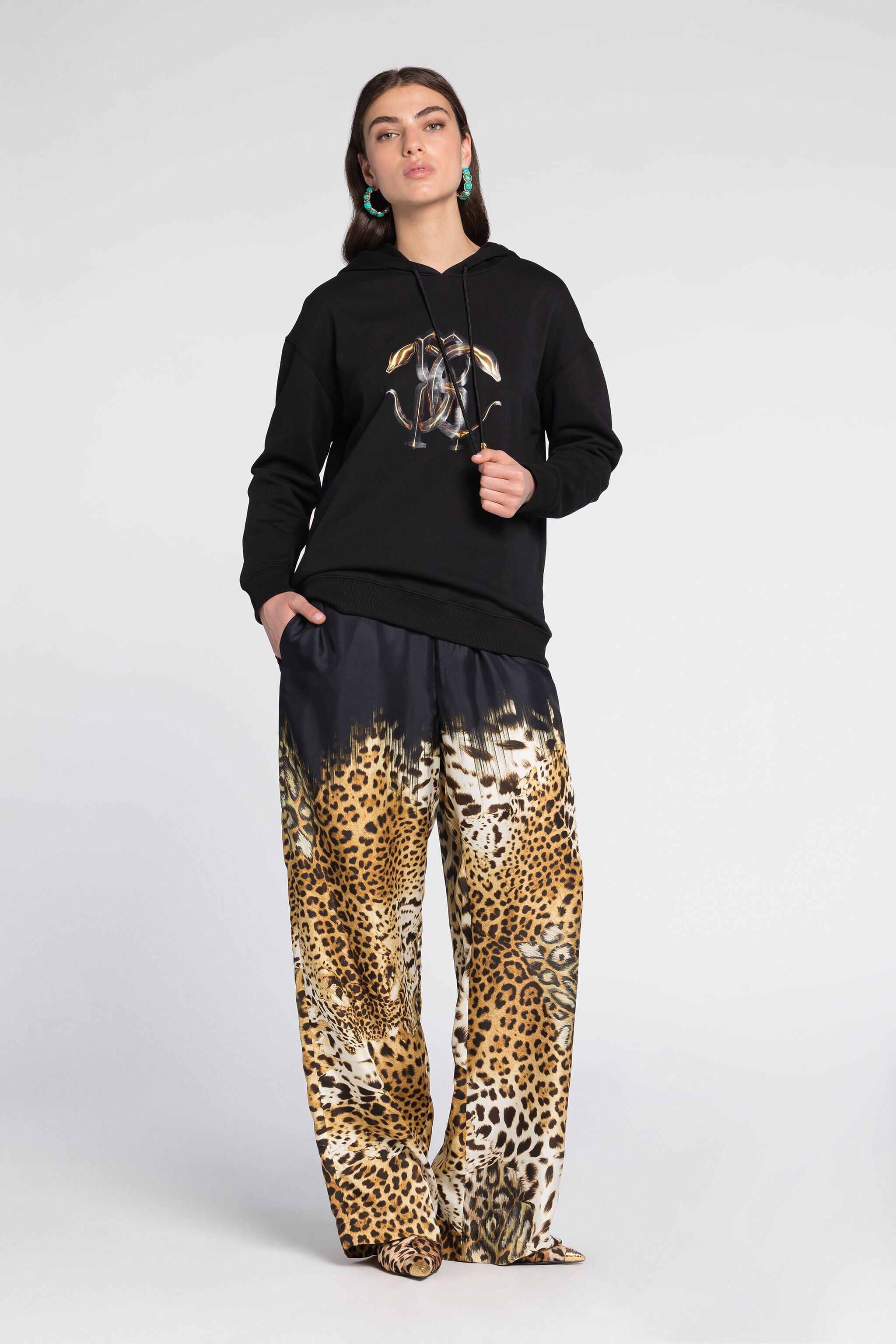 RC Logo-Print Cotton Hoodie Black RKT63B-CF020