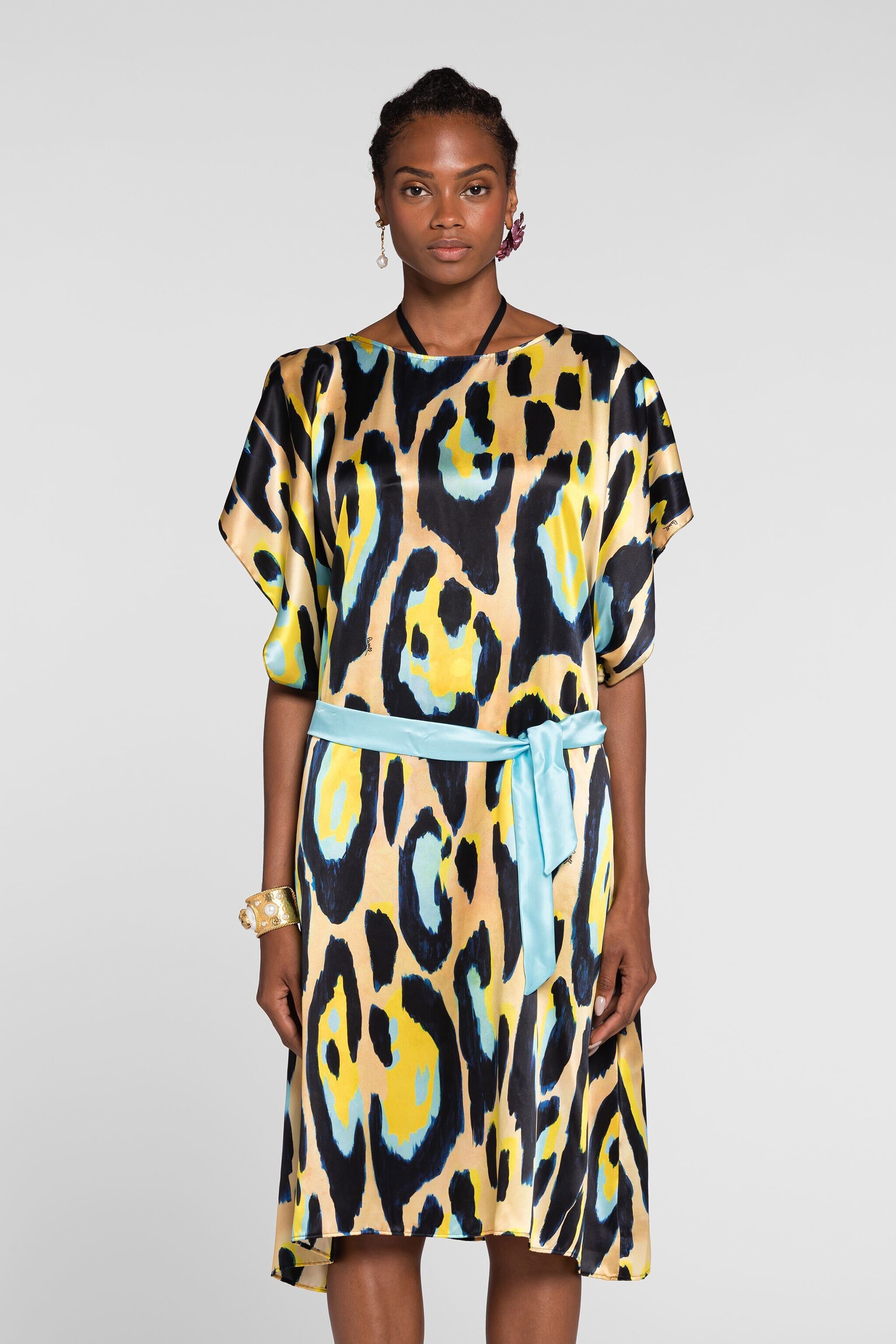 RC Leopard print beach dress Yellow QKW00P-2NF54