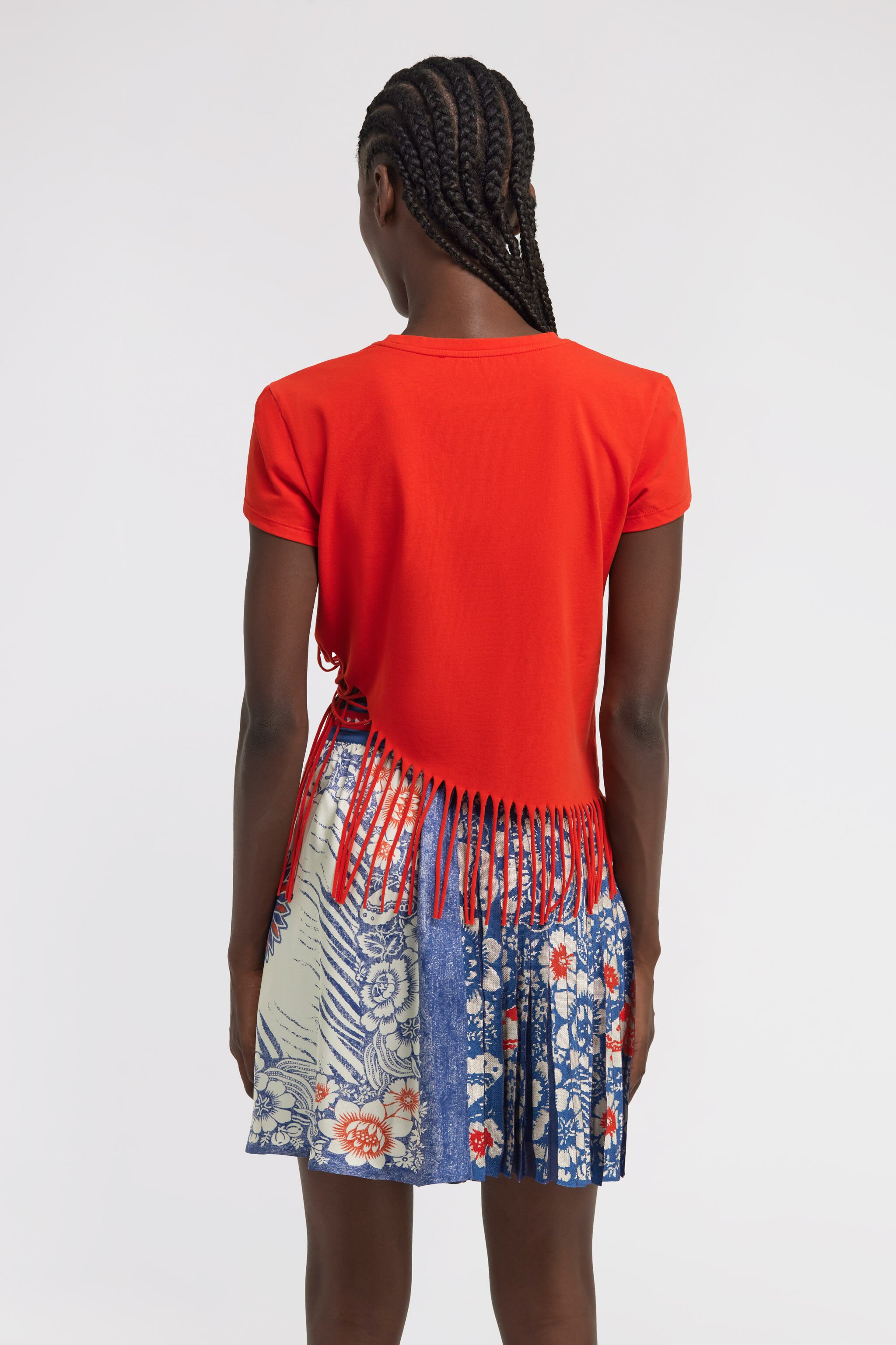 RC T-shirt with fringing Red TKT60D-JD061