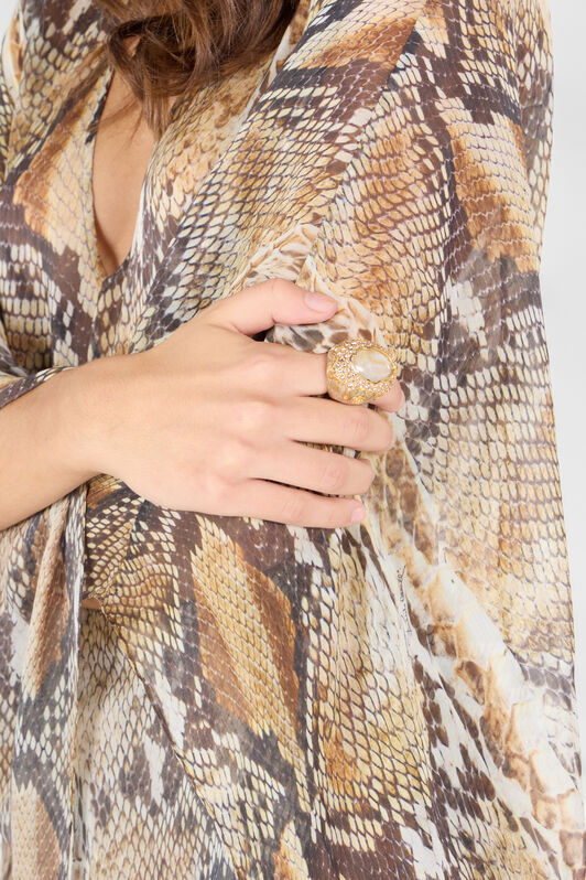 RC Bague Design Sculptural Doré et Beige Or UWG015-AM072