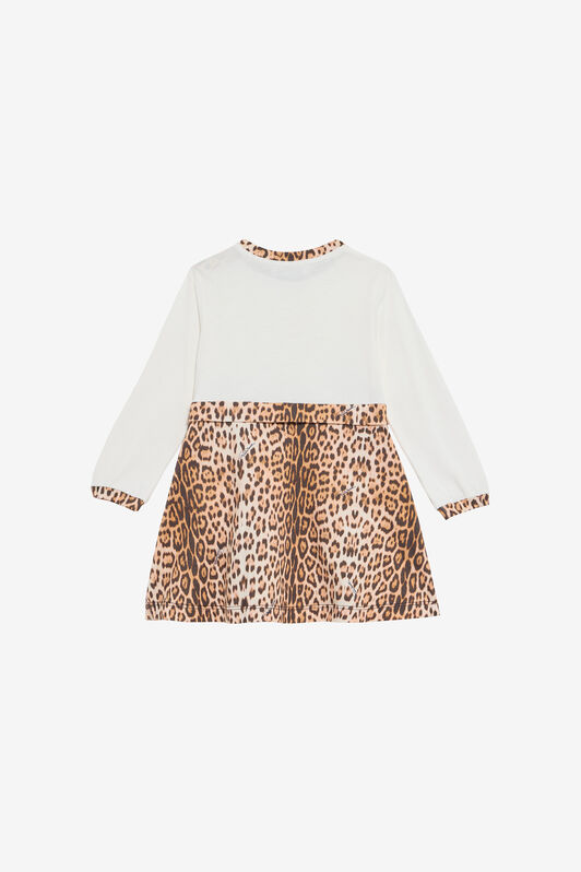 JU Milk White Dress with Jaguar Skin Print MILKY WHITE/NATURAL VJT104-JD001