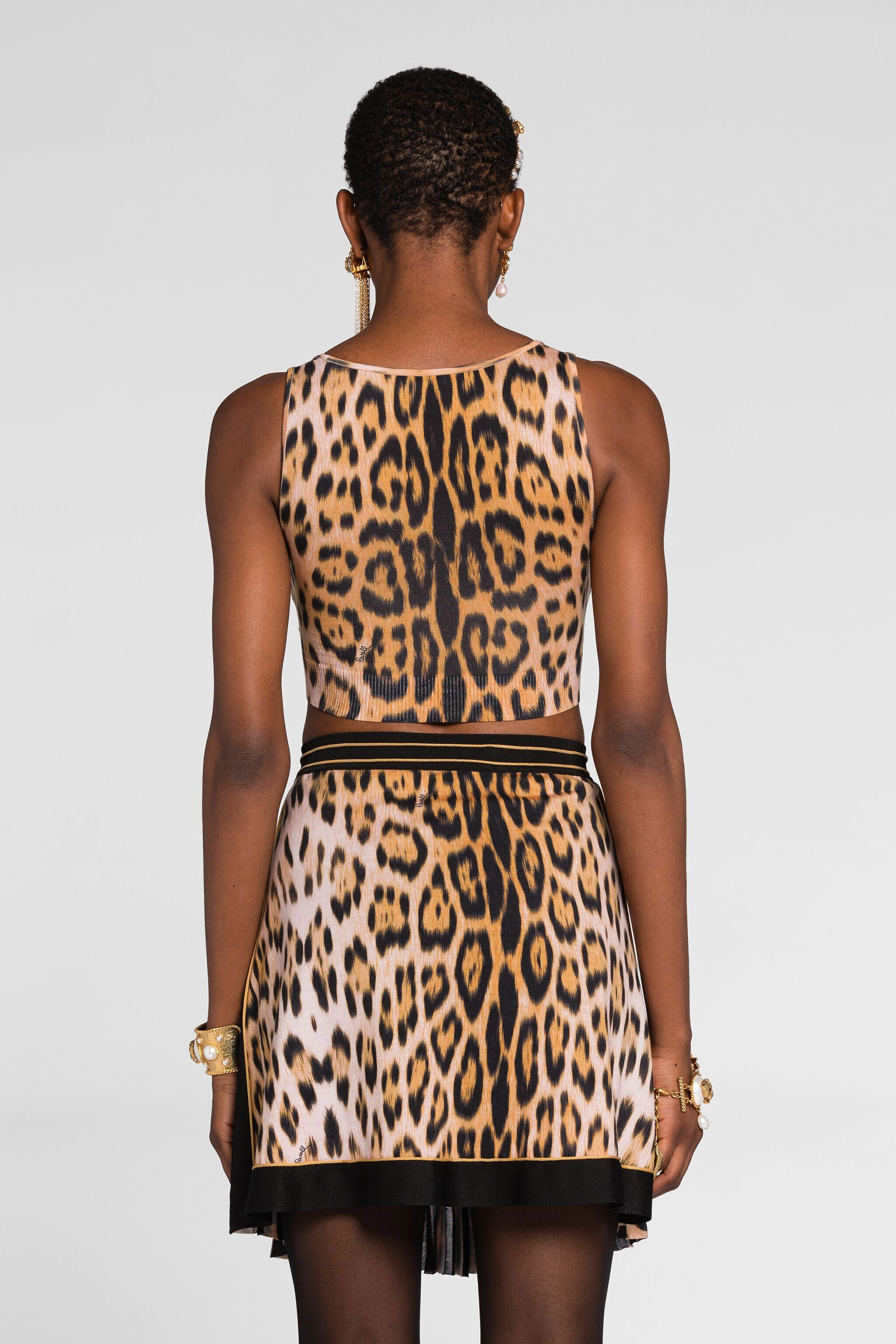 RC Leopard-print cropped top Marrón claro QKM605-MH001