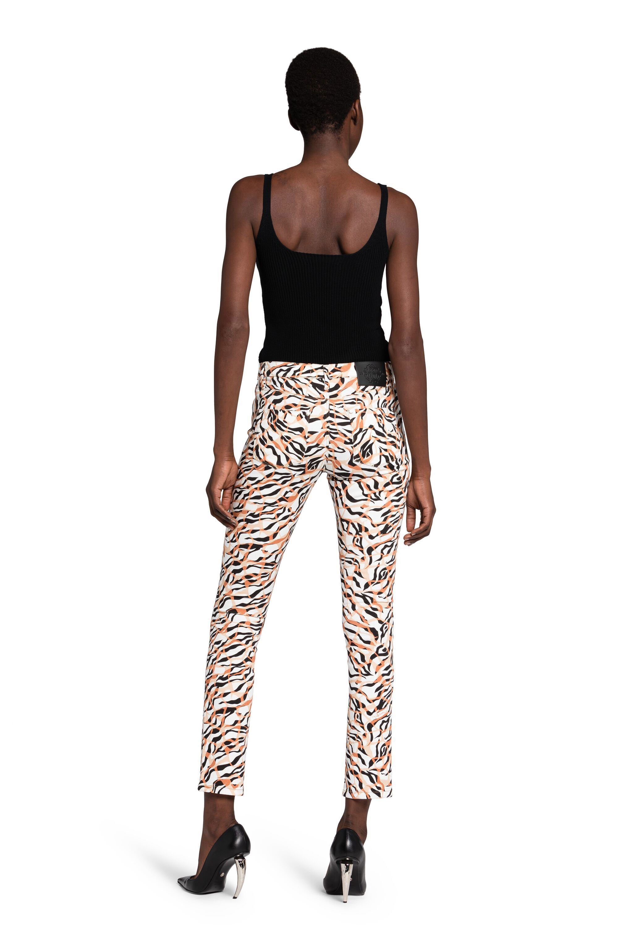 RC Abstract Zebra-Print Slim-Leg Jeans White IWJ232-DAR37
