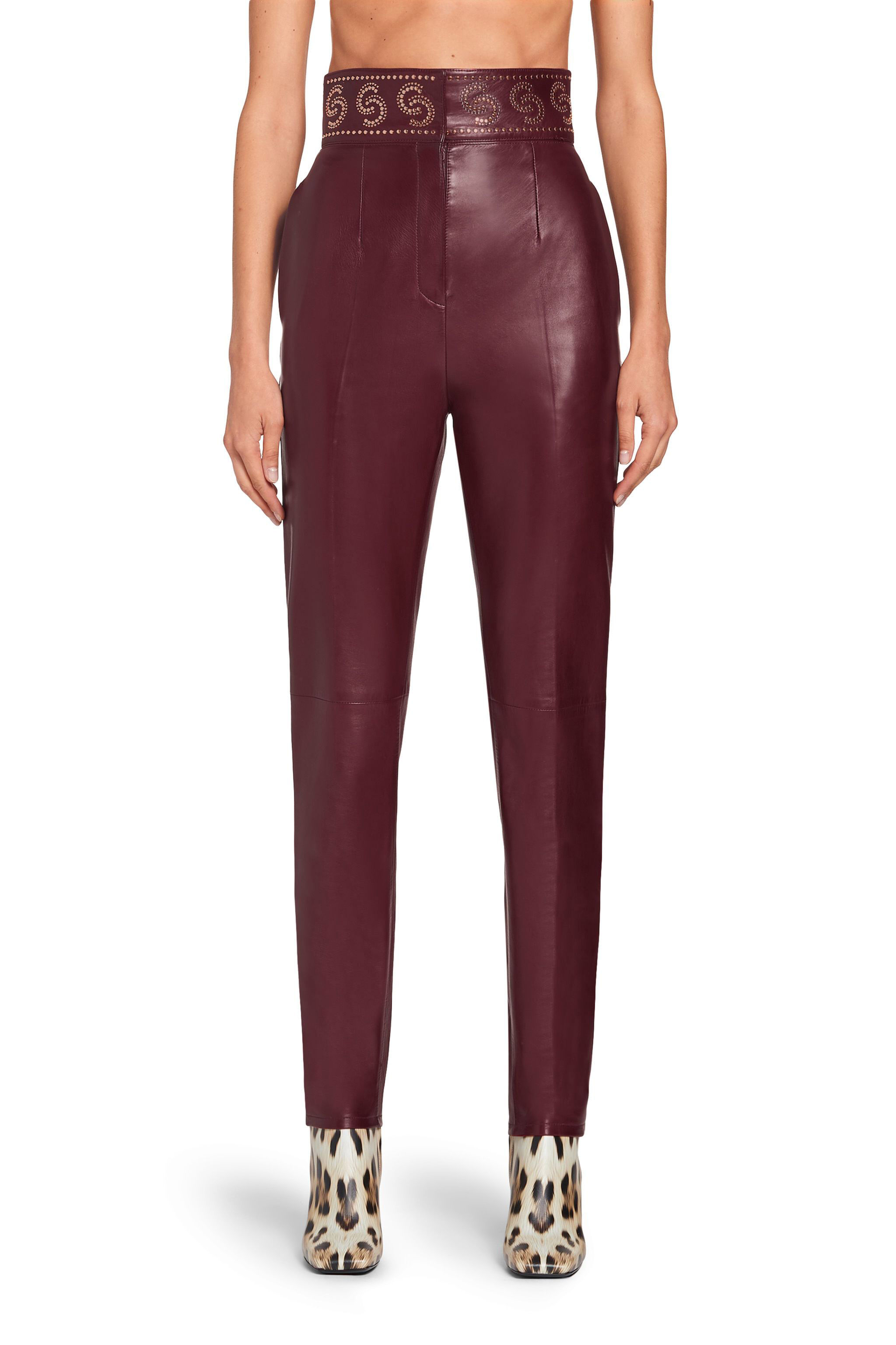RC Studded high-waisted trousers Rojo oscuro JQP202-PG001