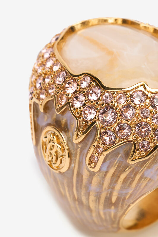 RC Bague Design Sculptural Doré et Beige Or UWG015-AM072