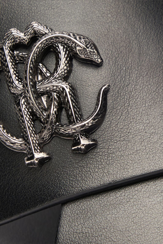 RC Claquettes Avec Bandes Et Monogramme Mirror Snake Noir URS021-PZA90