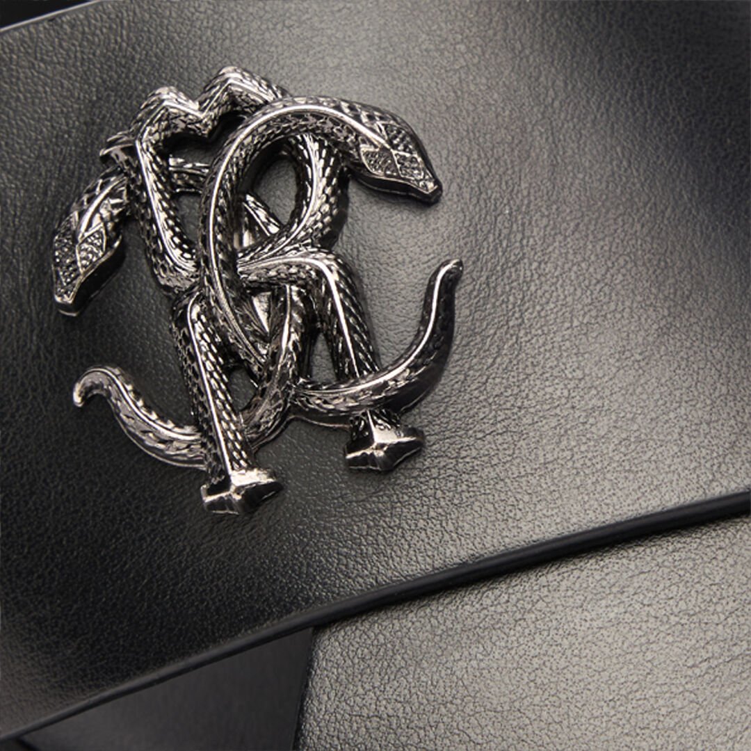 RC Claquettes Avec Bandes Et Monogramme Mirror Snake Noir URS021-PZA90