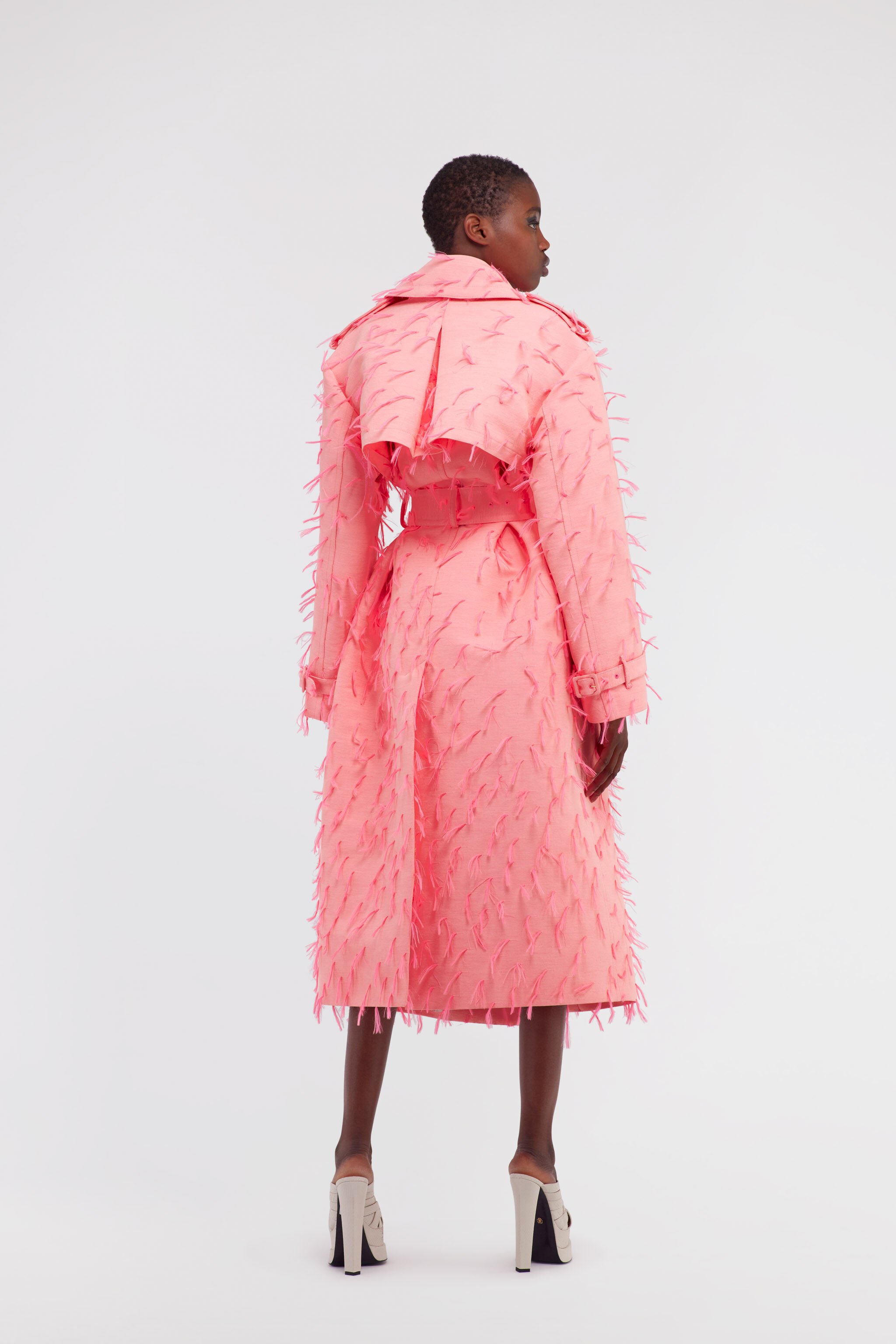 RC Coat with feathers Fuchsia SWT502-FA017