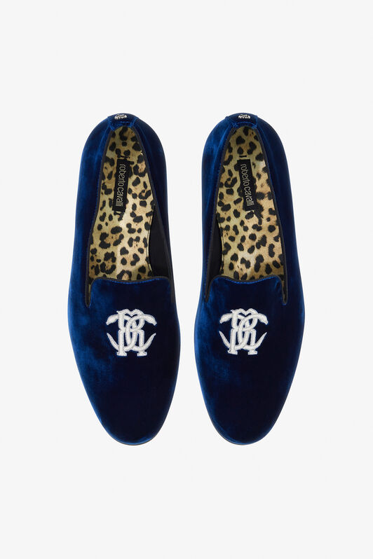 RC Velvet loafers with Monogram Mirror Snake Dark blue SRS003-VL005