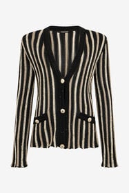 ${brand} Cardigan with Laminated Stripes ${colorDescription} ${masterID}