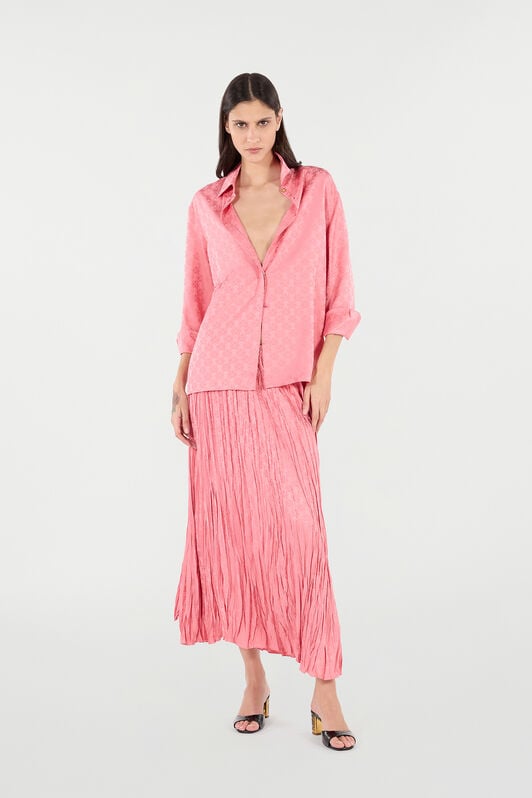 RC Crinkled Midi Skirt Pink VKT306-RK010