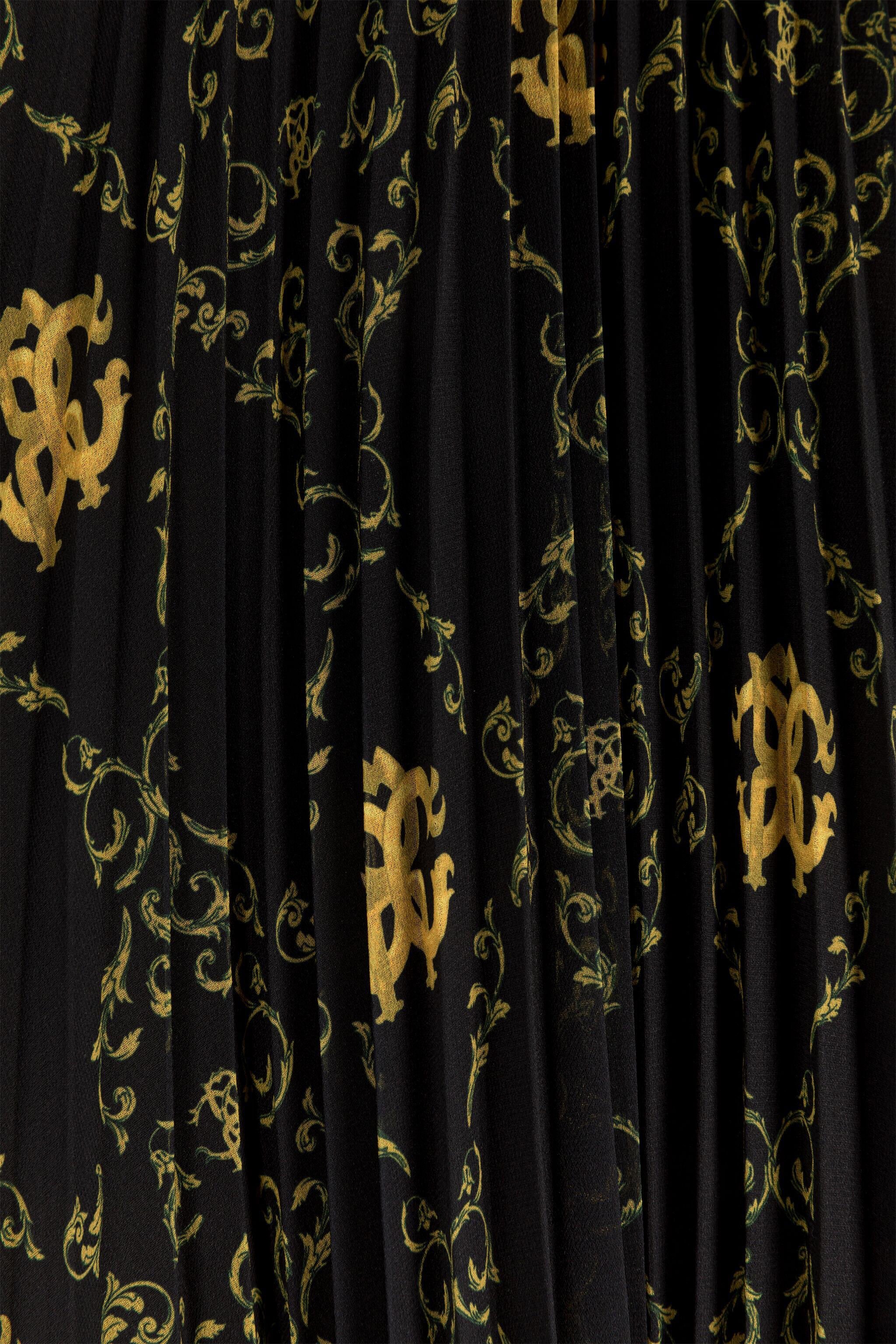 JU Filigree-Print Pleated Skirt Black RJT307-7GG84