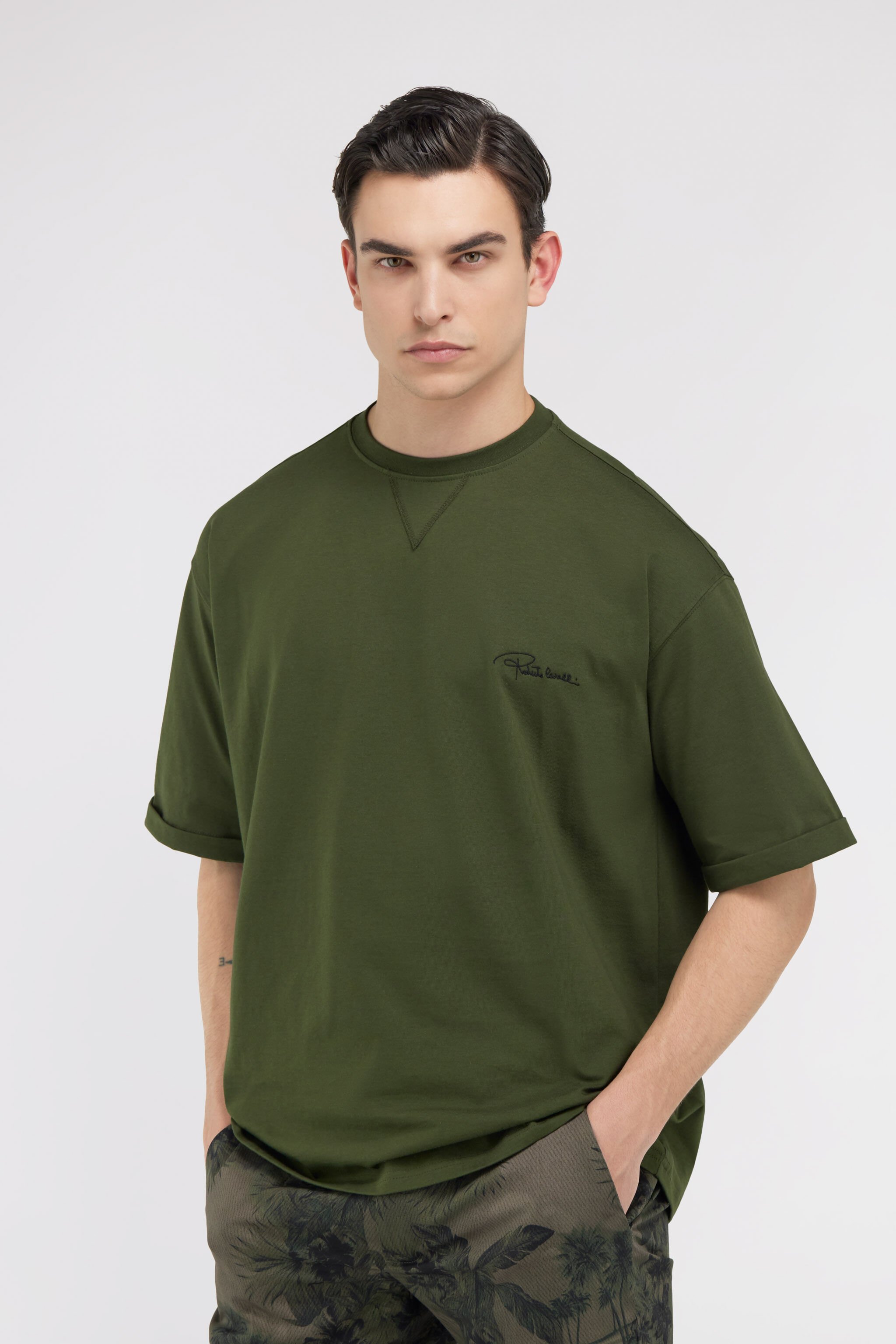 RC T-Shirt Verde Firma Ricamata Verde scuro SRT62A-JD060
