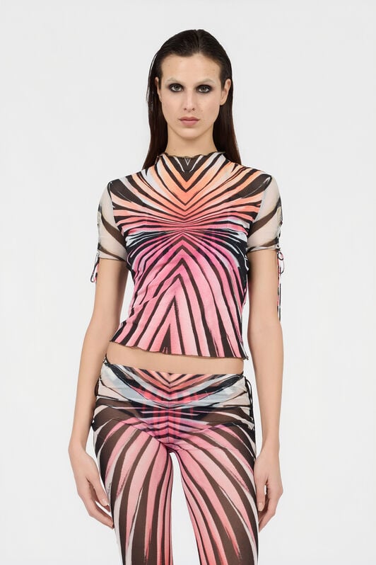 RC Ray Of Paradise Print Top CORAL XKT613-6HM33