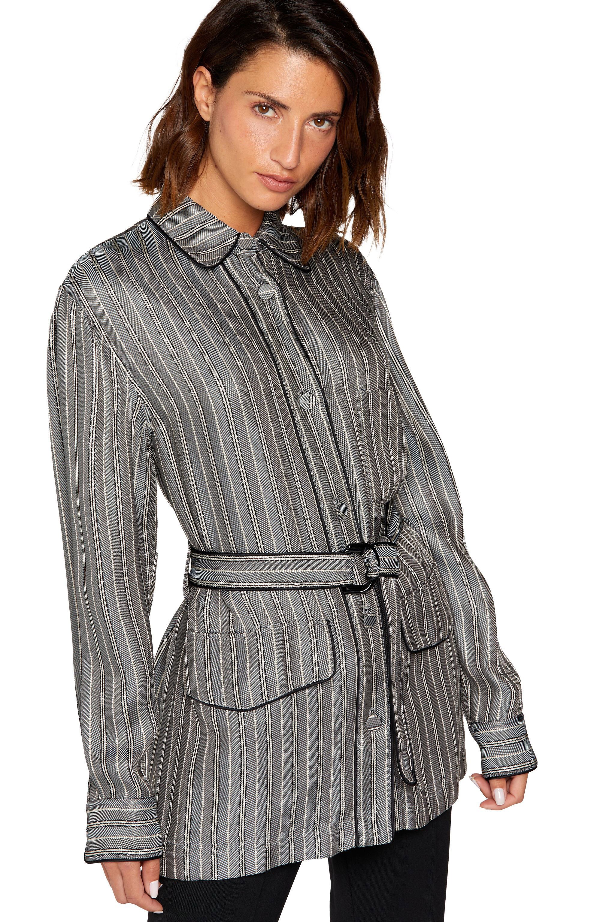 RC Striped Belted Shirt TAUPE/PEWTER IQT413-VI029