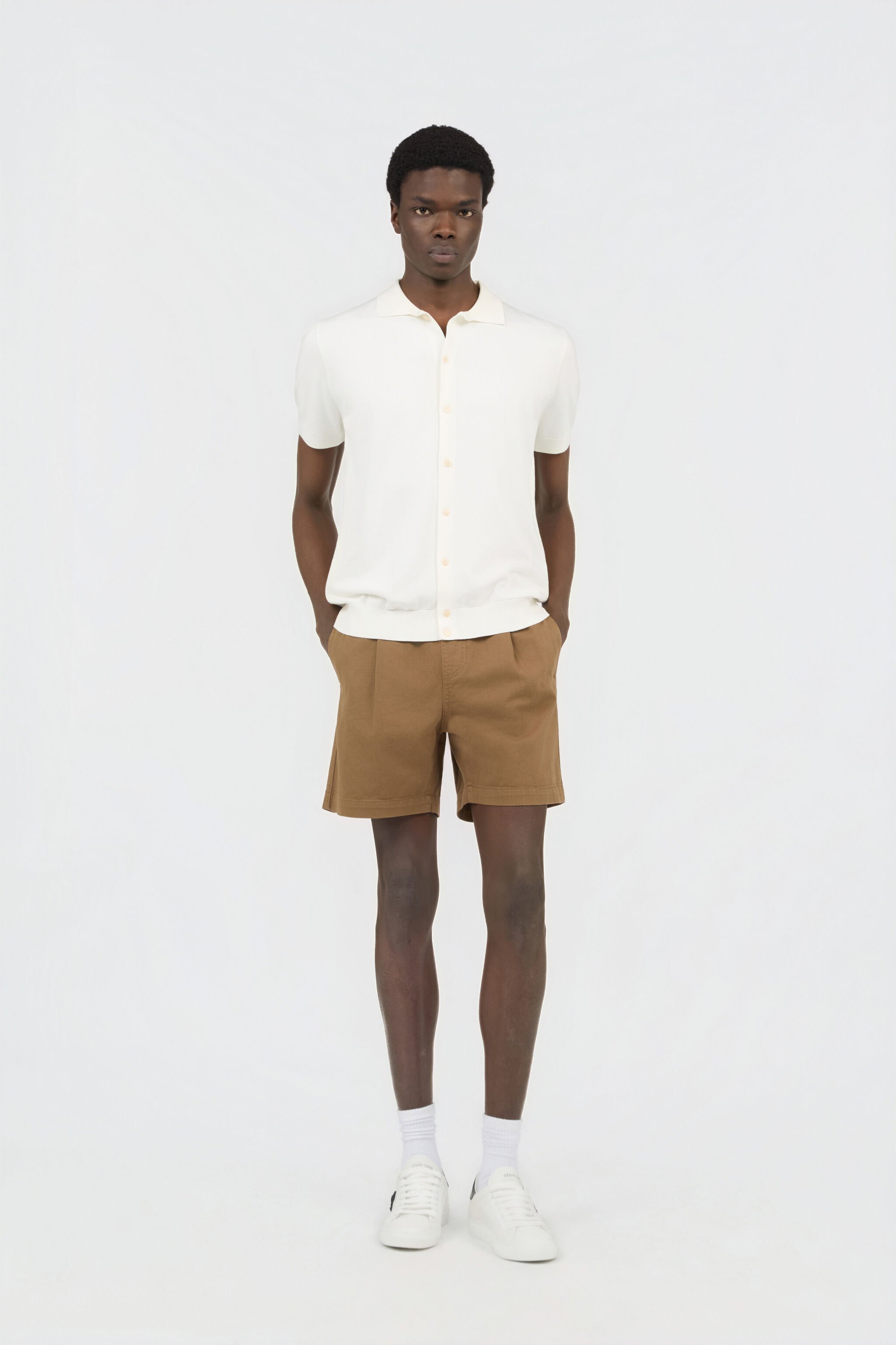 RC Brown Belted Cotton Shorts MILITARY GREEN SOT20C-FA017