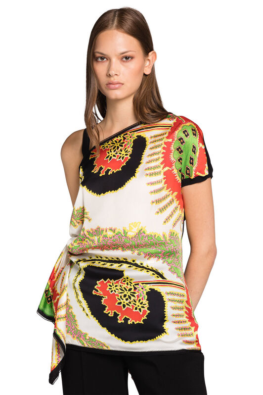 RC Abstract-Print Asymmetric Silk Top RC Abstract-Print Asymmetric Silk Top Ivory 2PM570-MB007