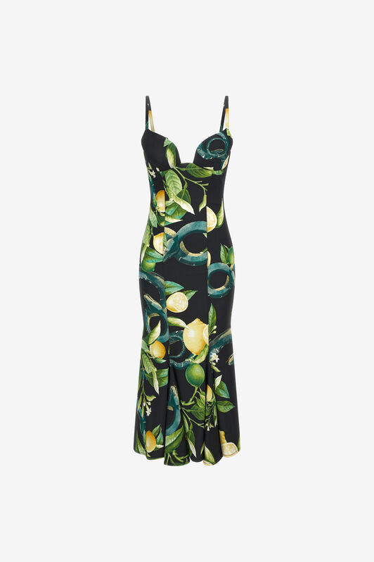 RC Dress with shoulder straps and Lemon print Schwarz SKT111-ORI89