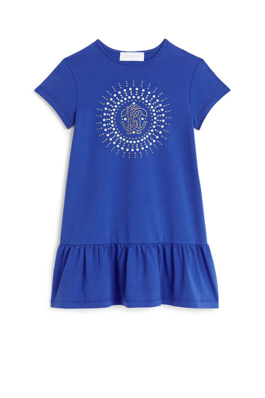 JU Embellished logo T-shirt dress STRONG BLUE MJT101-JV025