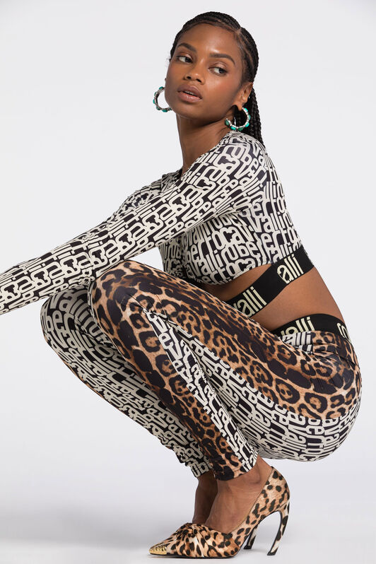 RC Leggings mit Logo-Print Schwarz/Weiß RKT26A-LNH82