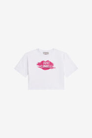 JC Weißes Crop-T-Shirt Mit Print und Logo WHITE WFT63L-5B007