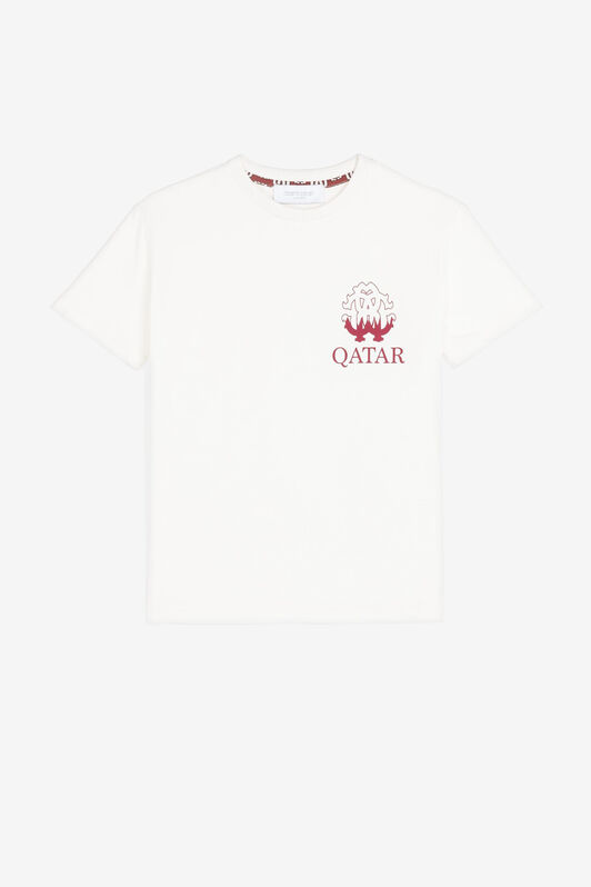 JU Qatar-print detail T-shirt White PJT60P-JV025