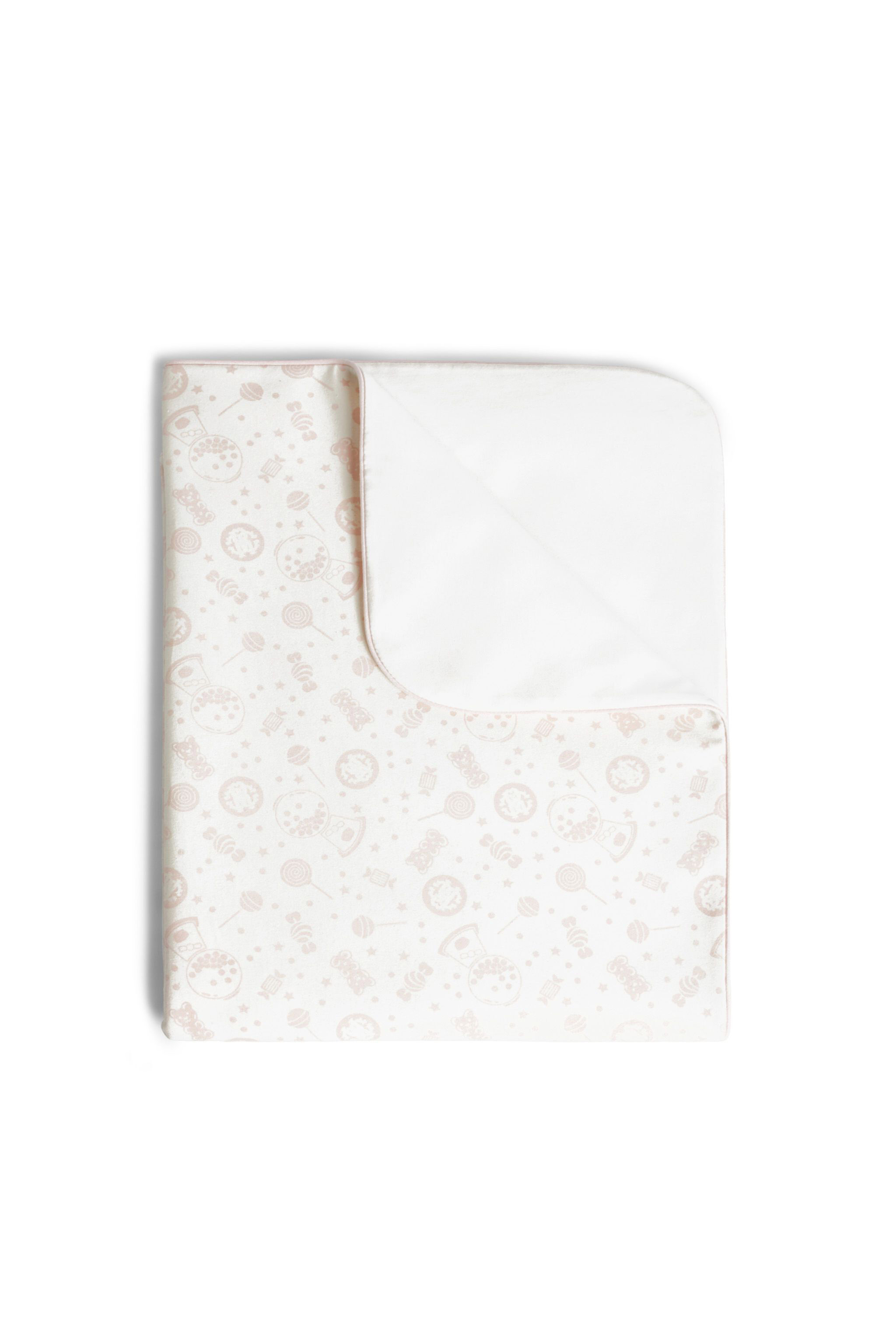 JU White and blue candy print blanket MILKYWHITE/BABY PINK JJT80L-JMS66