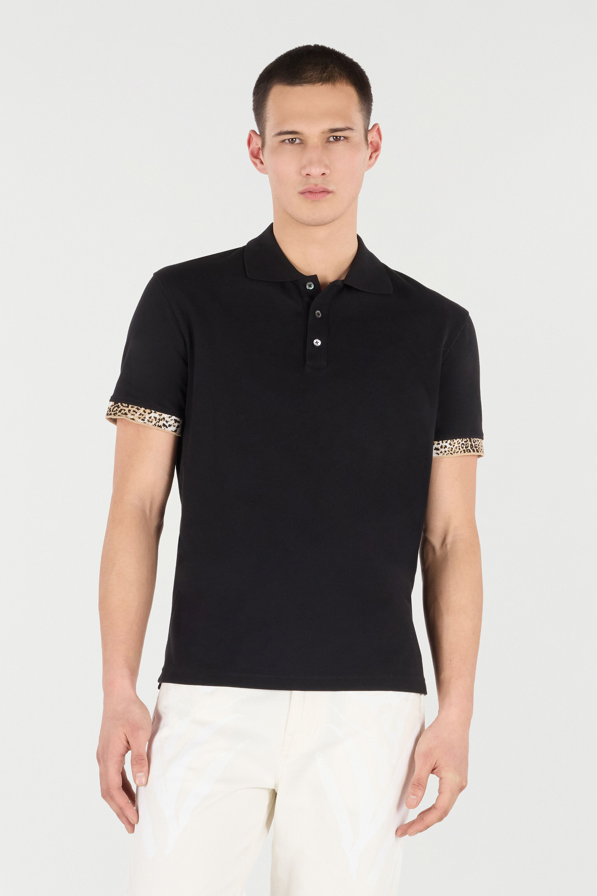 RC Polo Shirt with Jaguar Skin Details Black VRT64A-KB002