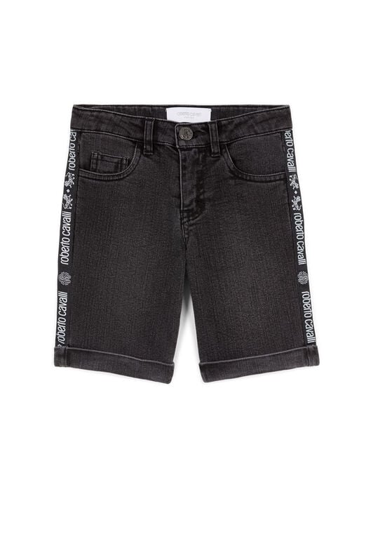 JU Logo-Stripe Denim Shorts JU Logo-Stripe Denim Shorts Noir KJJ250-DS029