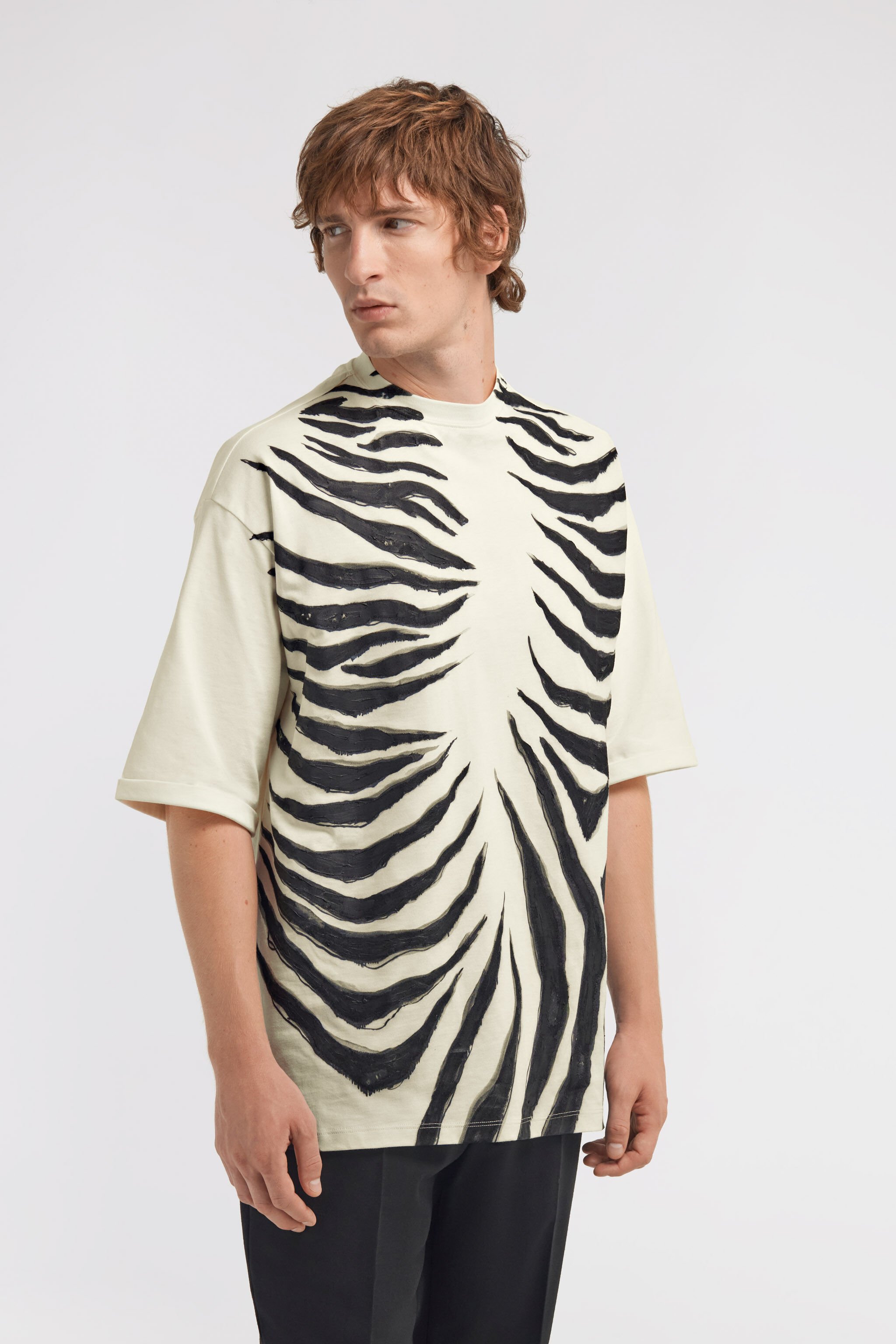 RC Zebra print T-shirt Elfenbein TRT62J-JD060