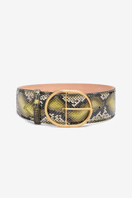 ${brand} Shaped belt in printed leather ${colorDescription} ${masterID}