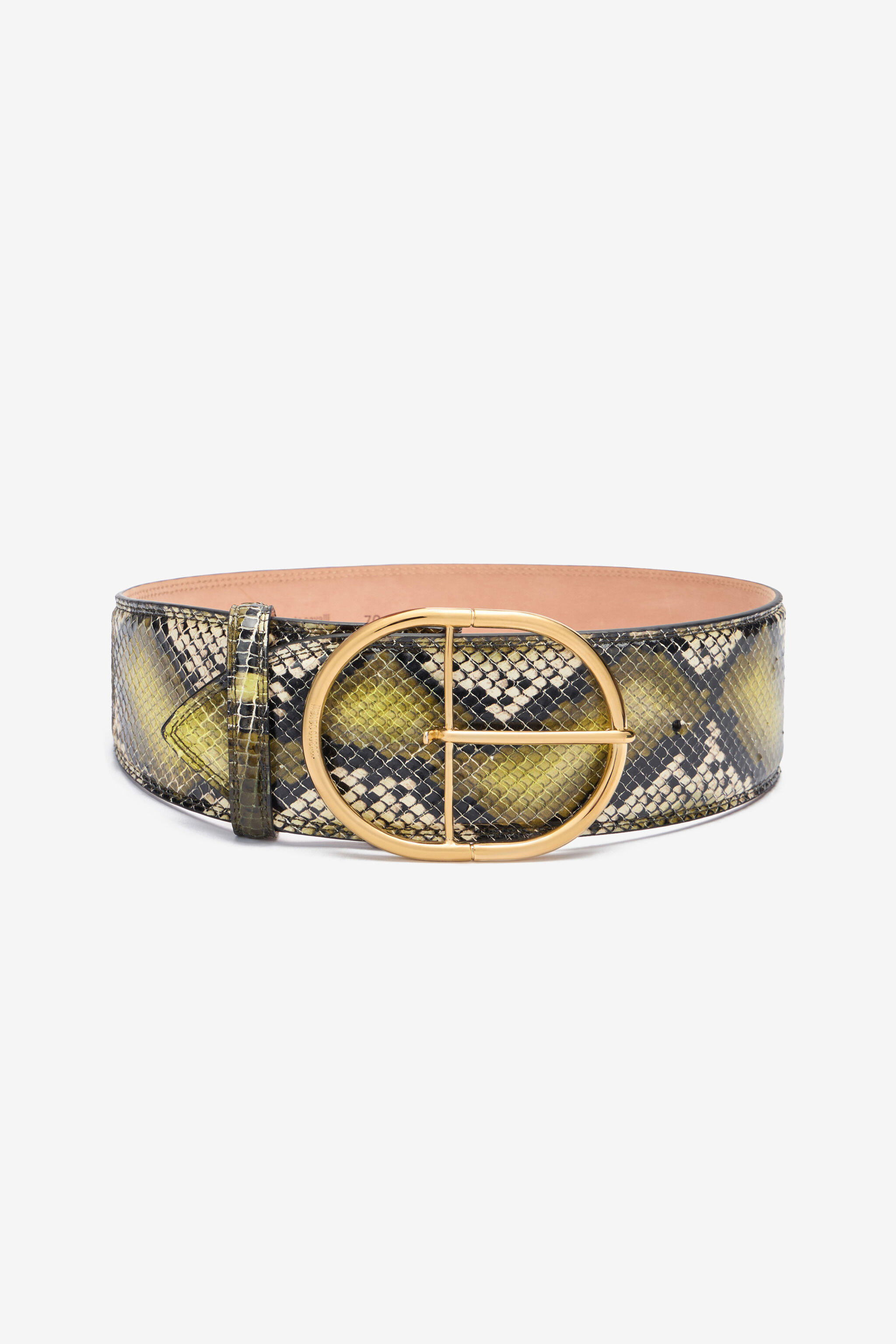 RC Shaped belt in printed leather Dark green TWC003-PZ02S