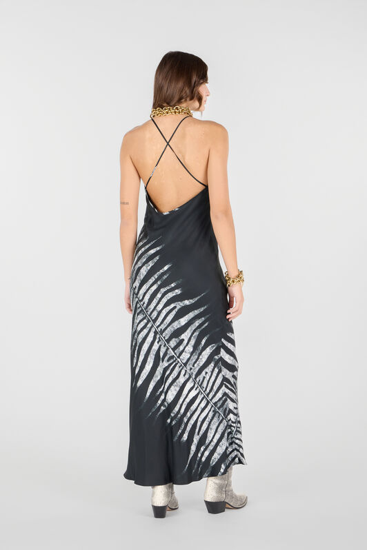 RC Langes Kleid Mit Print White Tigresse Schwarz/Weiß UKT142-4QN50