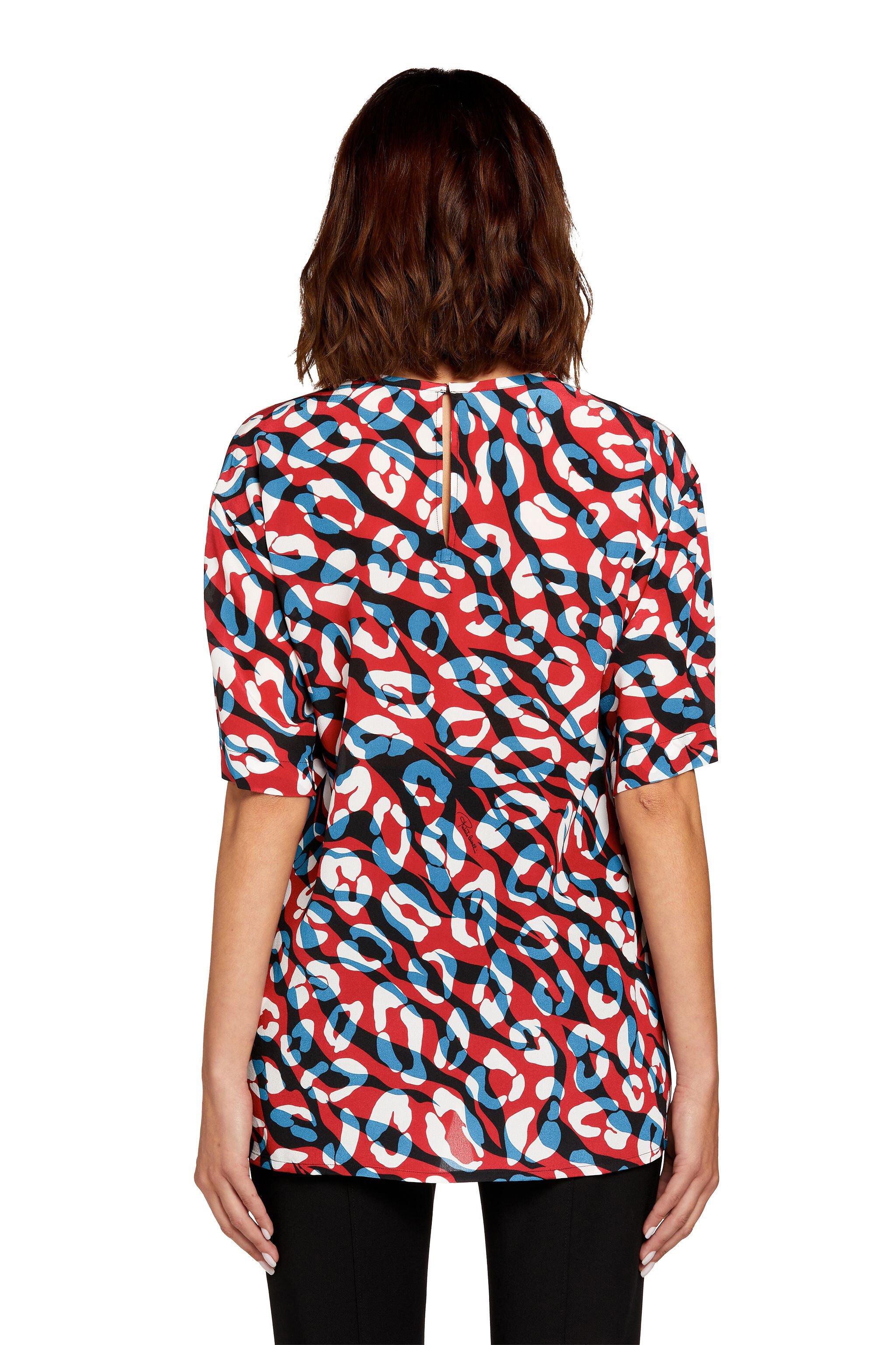 RC Tiger and Jaguar-Print Silk T-Shirt RED/LAPIS JQT644-SQS04