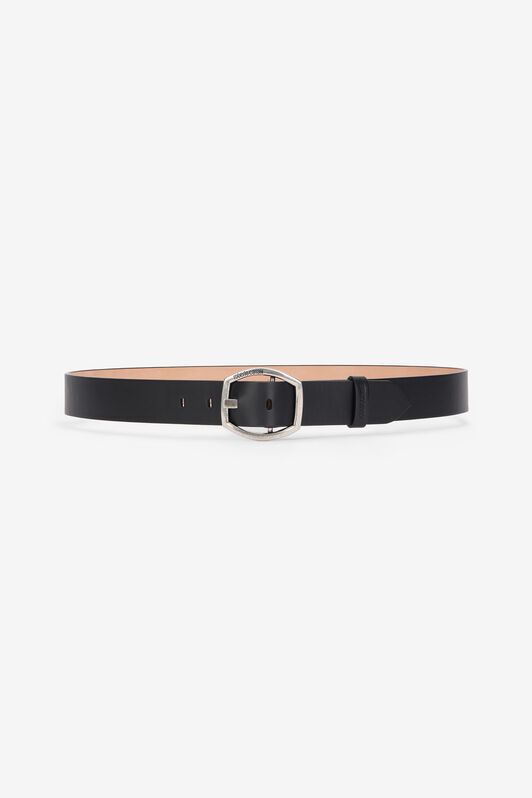 RC Belt with Geometric Logo Buckle Black VRC005-PZ796