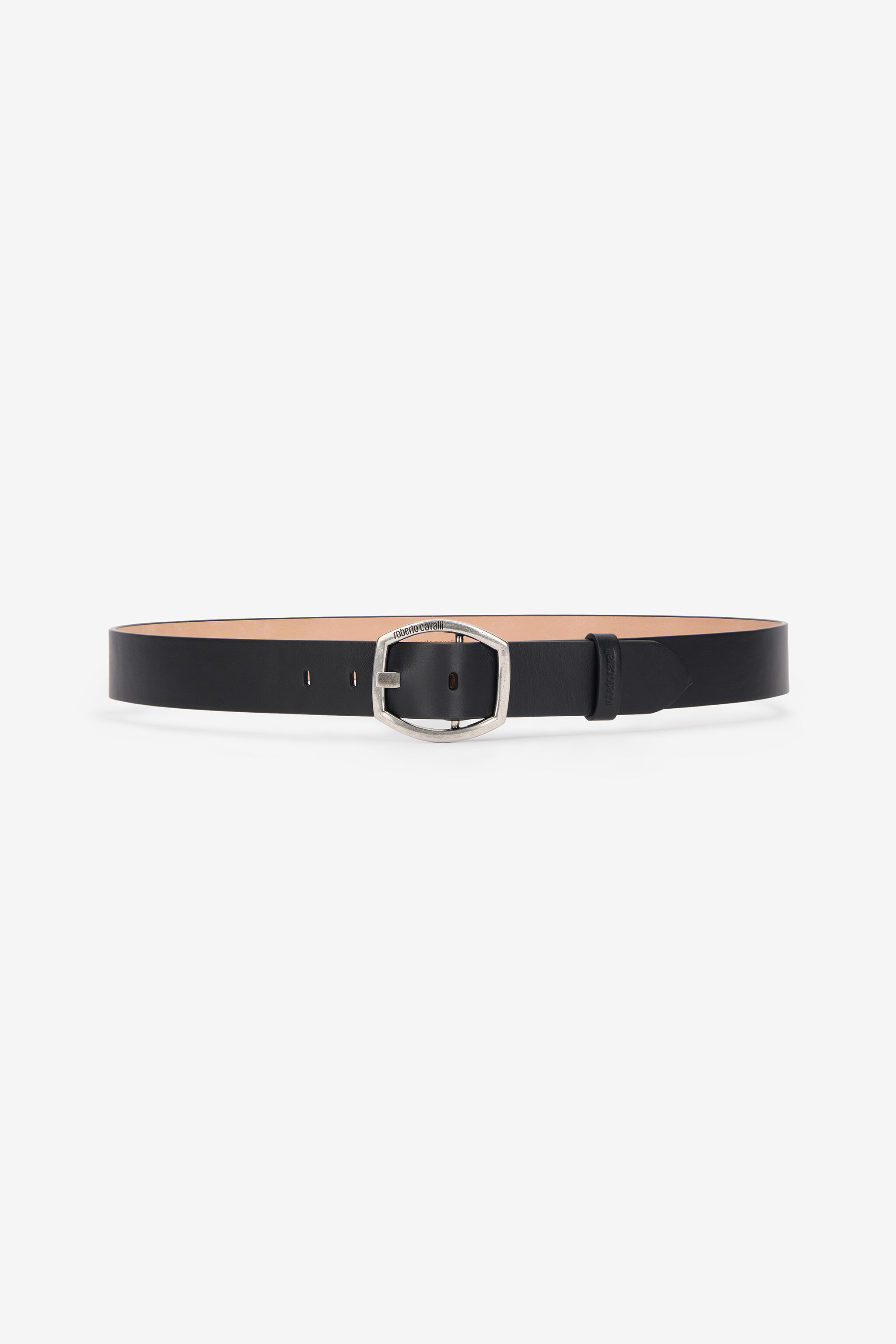 RC Belt with Geometric Logo Buckle Black VRC005-PZ796