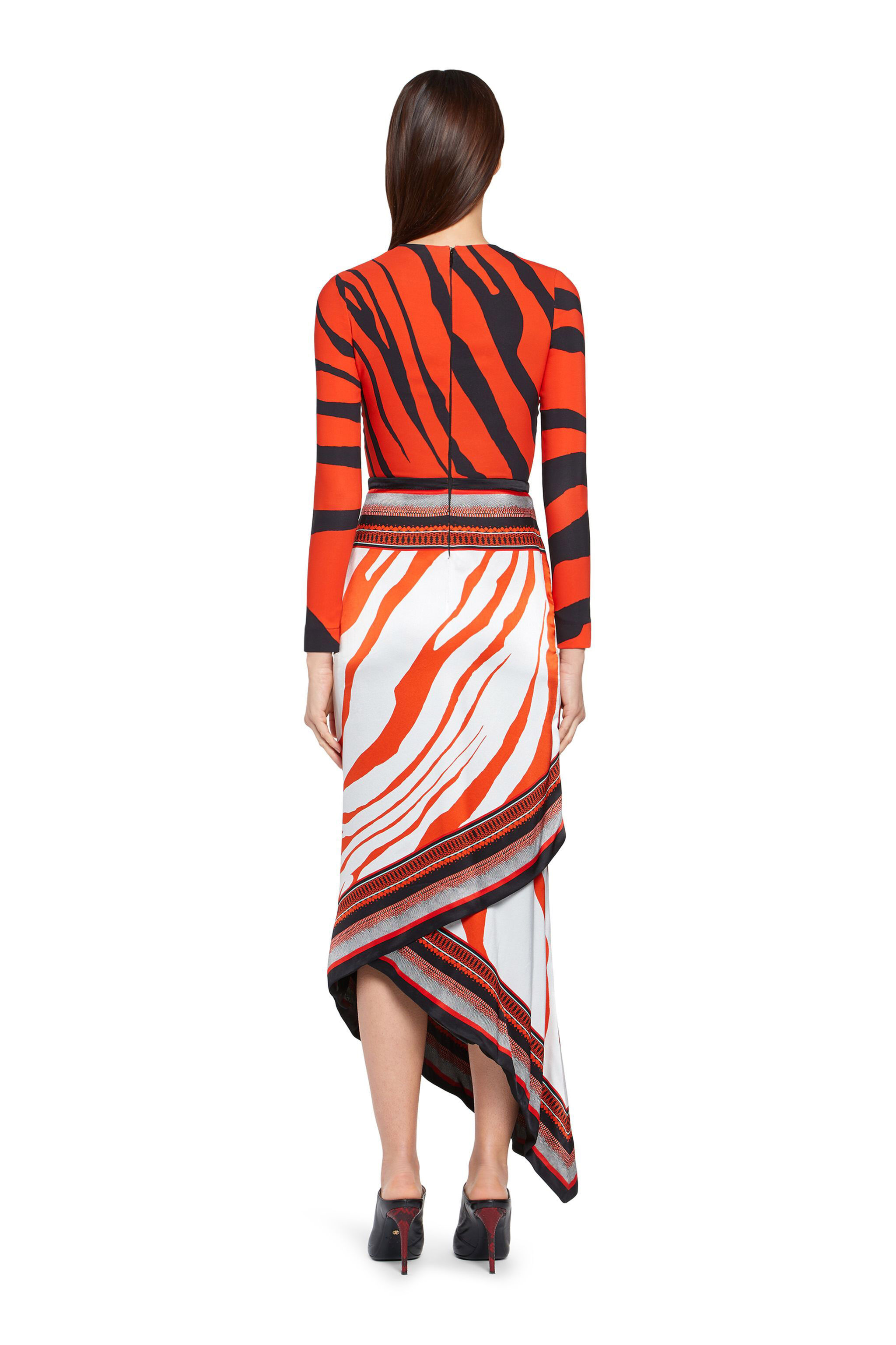 RC Animal foulard print silk dress CADMIUM/BLACK HQT121-SZM15