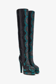 ${brand} Embossed python knee-high boots ${colorDescription} ${masterID}