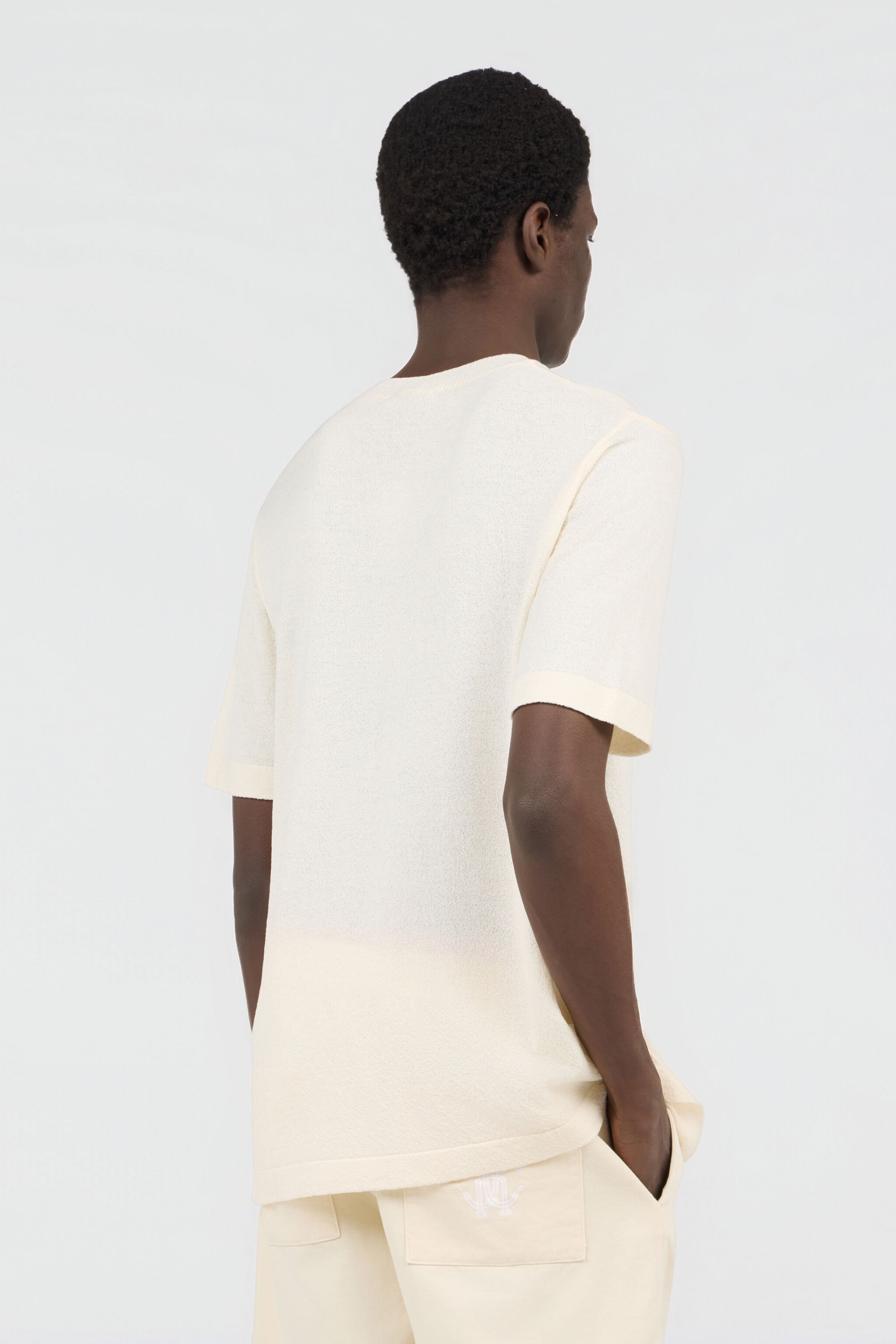 RC Ivory Knit T-Shirt with Monogram RC WHITE SOT60A-AI008